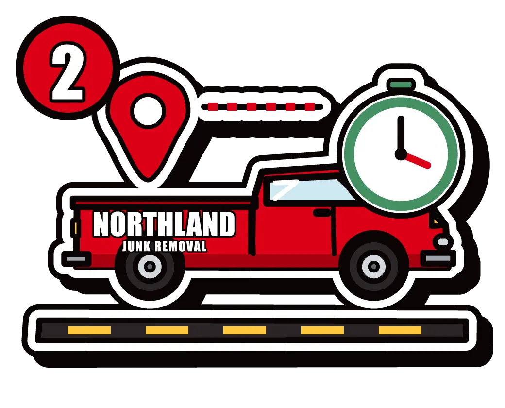 Northland Junk truck arriving on time, step 2 of the process